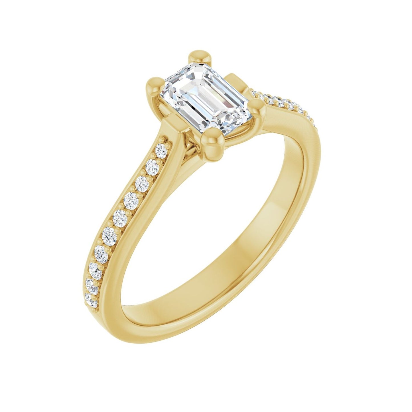 Emerald Engagement Ring | Metal Type=14K Yellow Gold | Center Stone Size=1 CT | Image 1