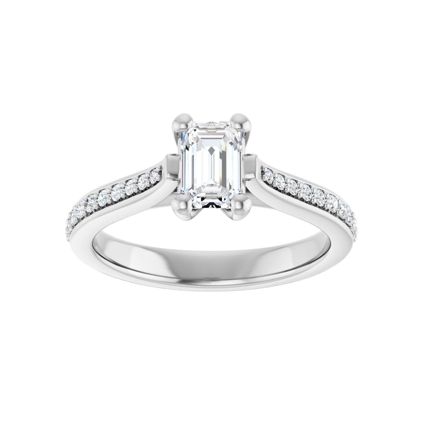 Emerald Engagement Ring | Metal Type=14K White Gold | Center Stone Size=1 CT | Image 3