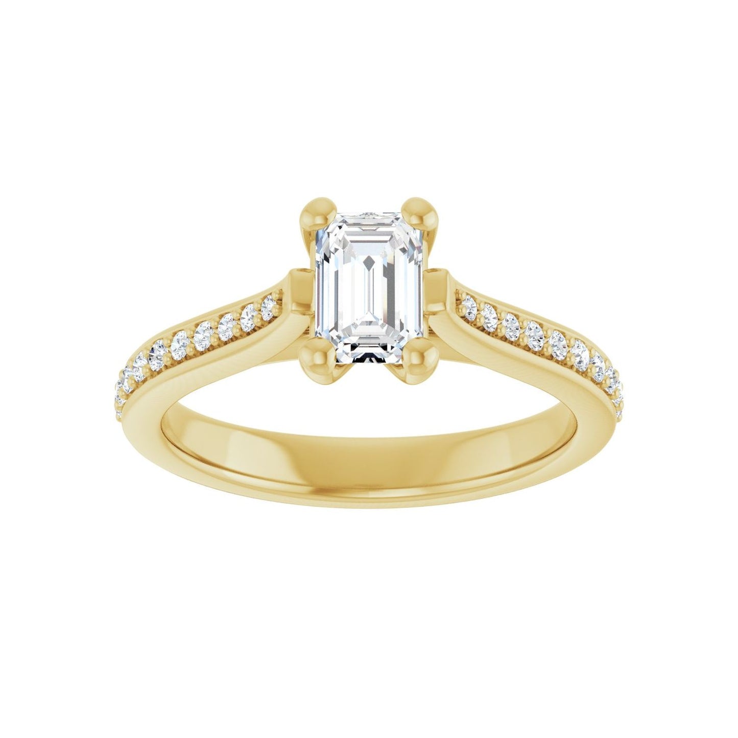 Emerald Engagement Ring | Metal Type=14K Yellow Gold | Center Stone Size=1 CT | Image 3