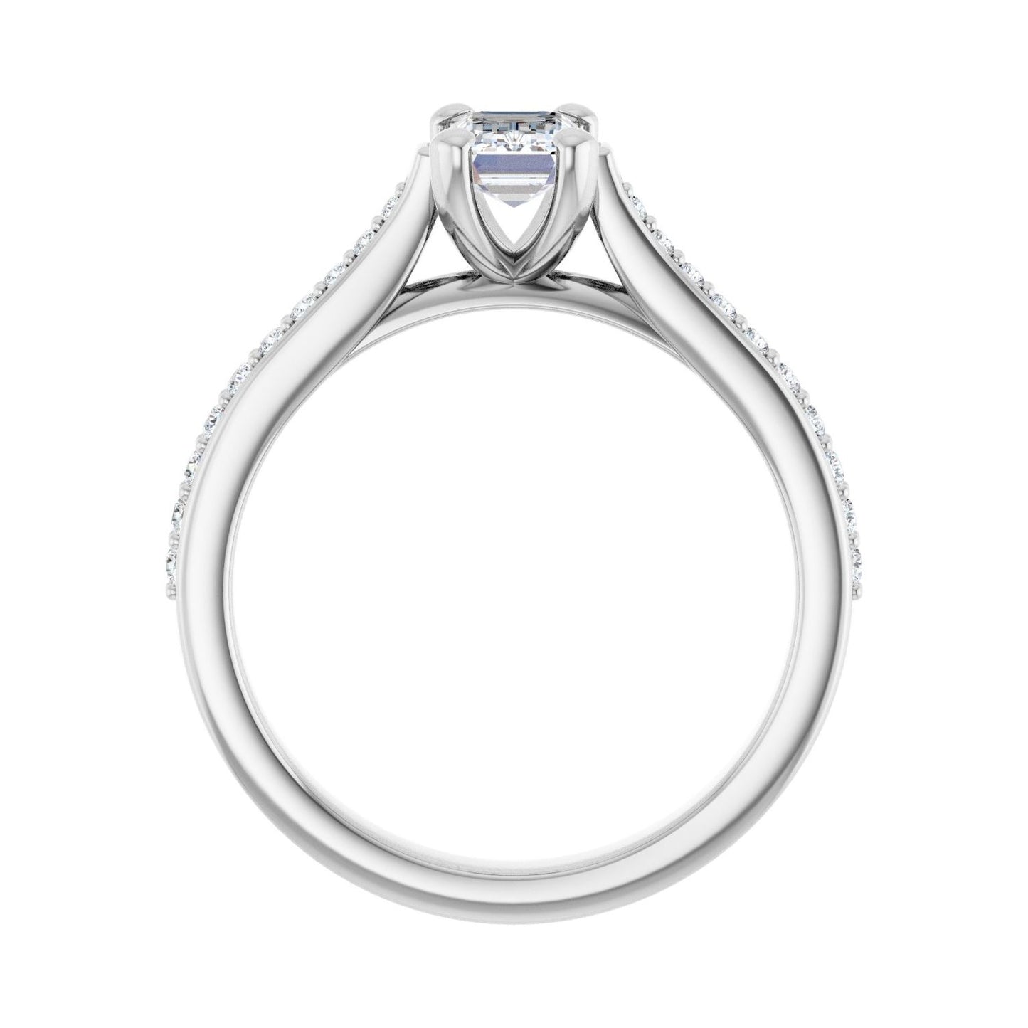 Emerald Engagement Ring | Metal Type=14K White Gold | Center Stone Size=1 CT | Image 2
