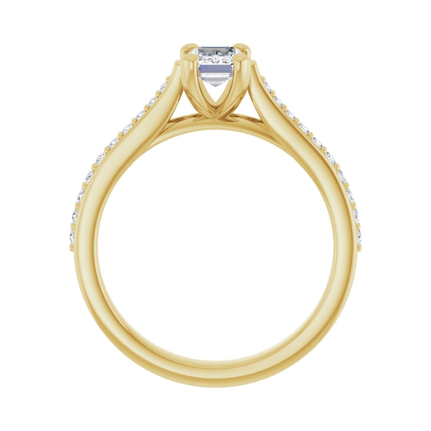 Emerald Engagement Ring | Metal Type=14K Yellow Gold | Center Stone Size=1 CT | Image 2