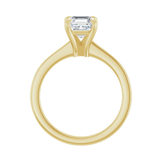Asscher Claw-Prong Engagement Ring | Metal Type=14K Yellow Gold | Center Stone Size=1 CT | Image 2