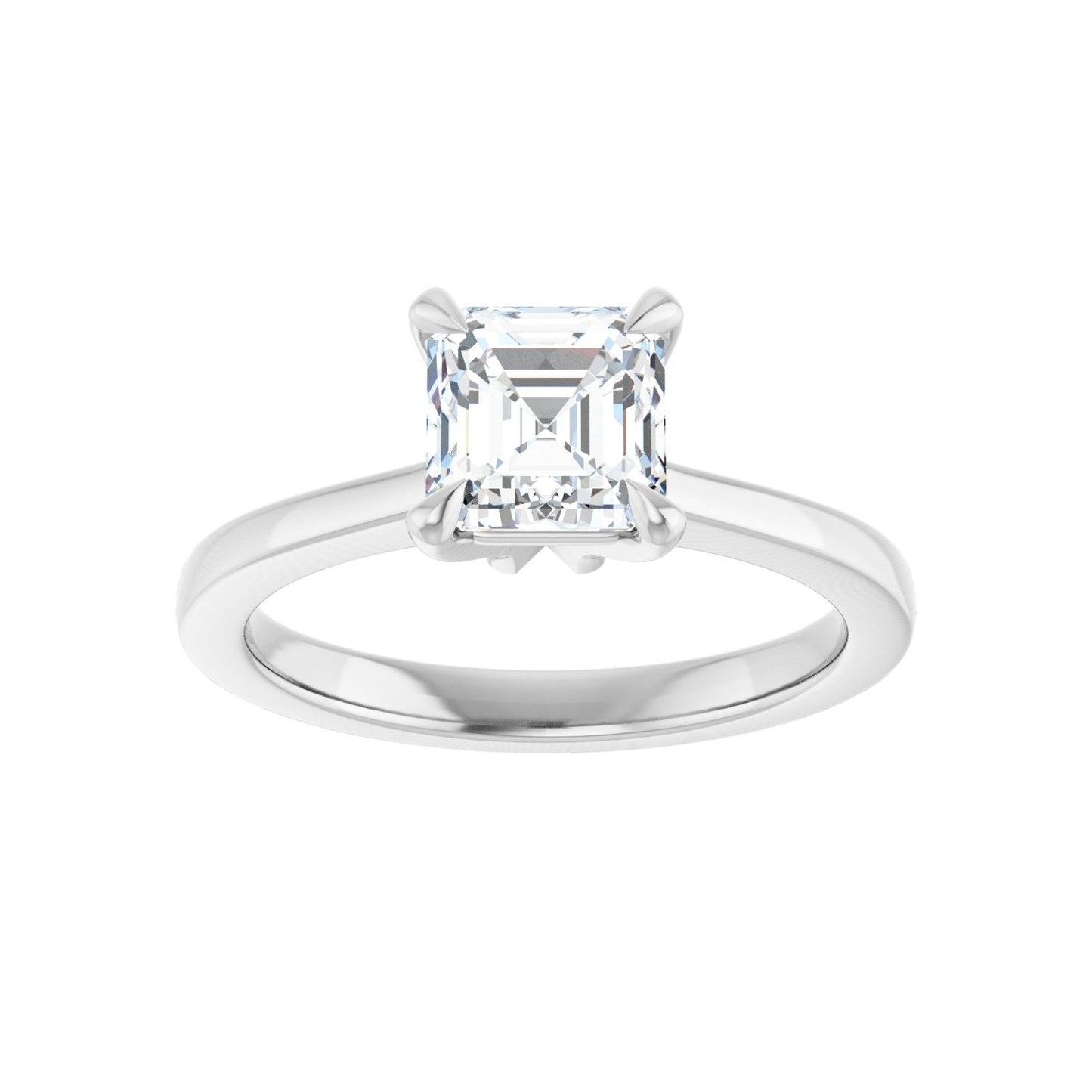 Asscher Claw-Prong Engagement Ring | Metal Type=14K White Gold | Center Stone Size=1 CT | Image 3
