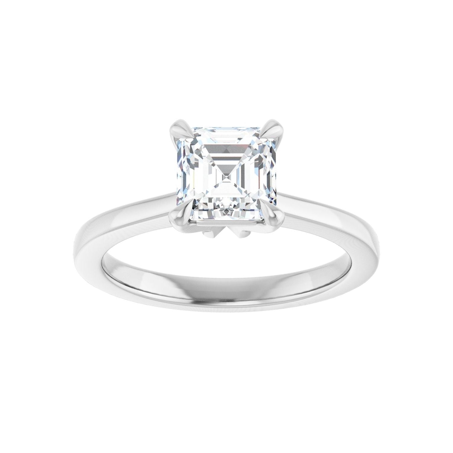 Asscher Claw-Prong Engagement Ring | Metal Type=14K White Gold | Center Stone Size=1 CT | Image 3
