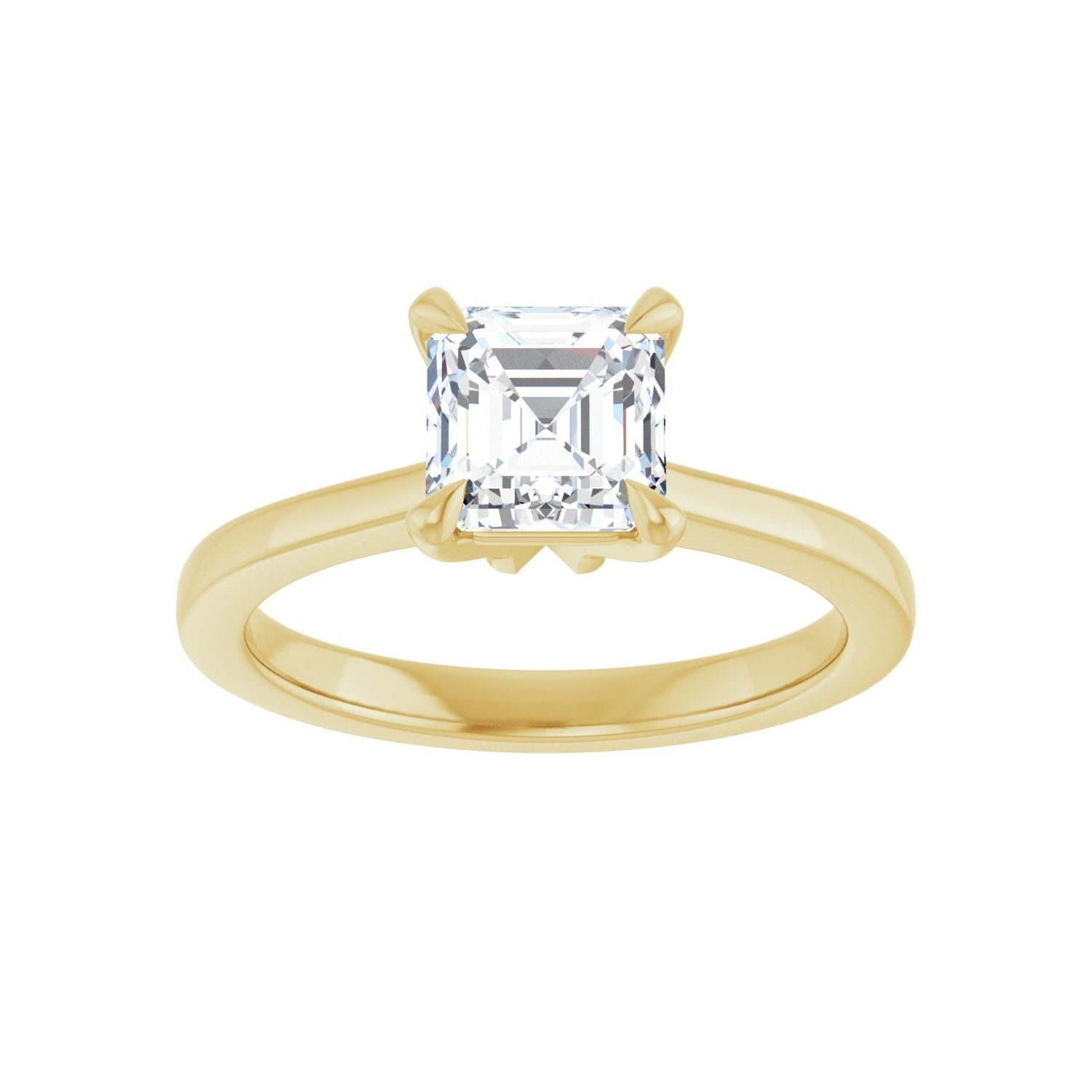 Asscher Claw-Prong Engagement Ring | Metal Type=14K Yellow Gold | Center Stone Size=1 CT | Image 3