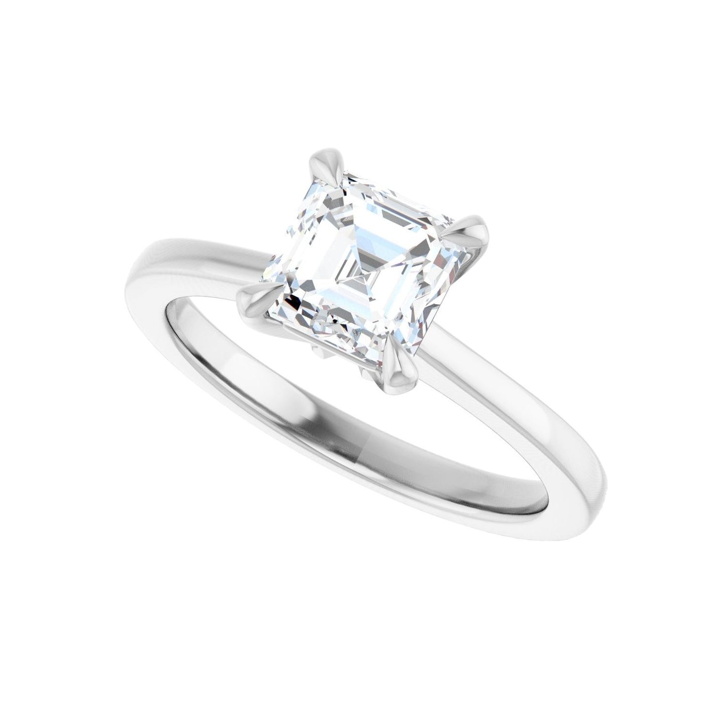 Asscher Claw-Prong Engagement Ring | Metal Type=14K White Gold | Center Stone Size=1 CT | Image 5