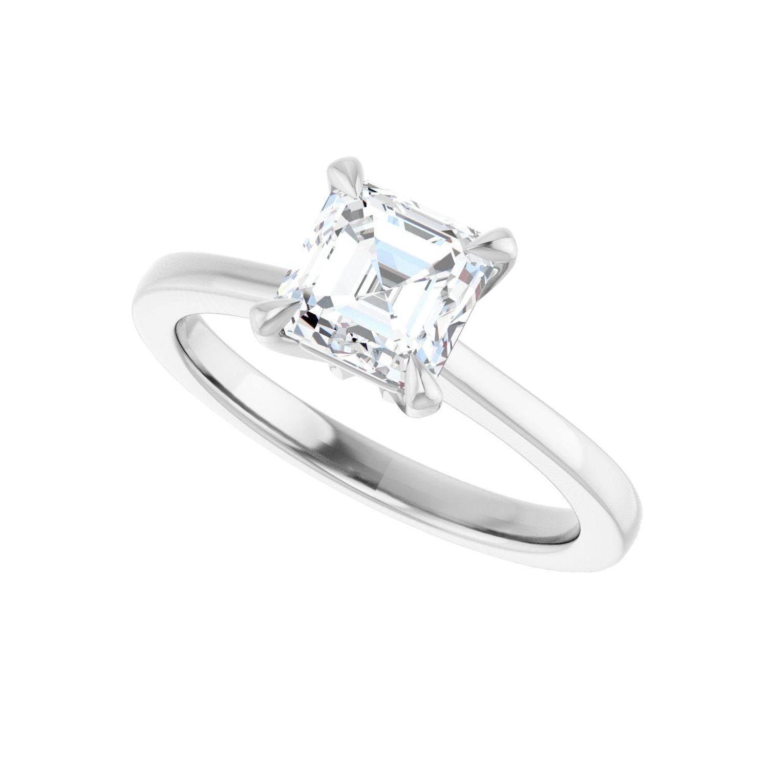 Asscher Claw-Prong Engagement Ring | Metal Type=14K White Gold | Center Stone Size=1 CT | Image 5
