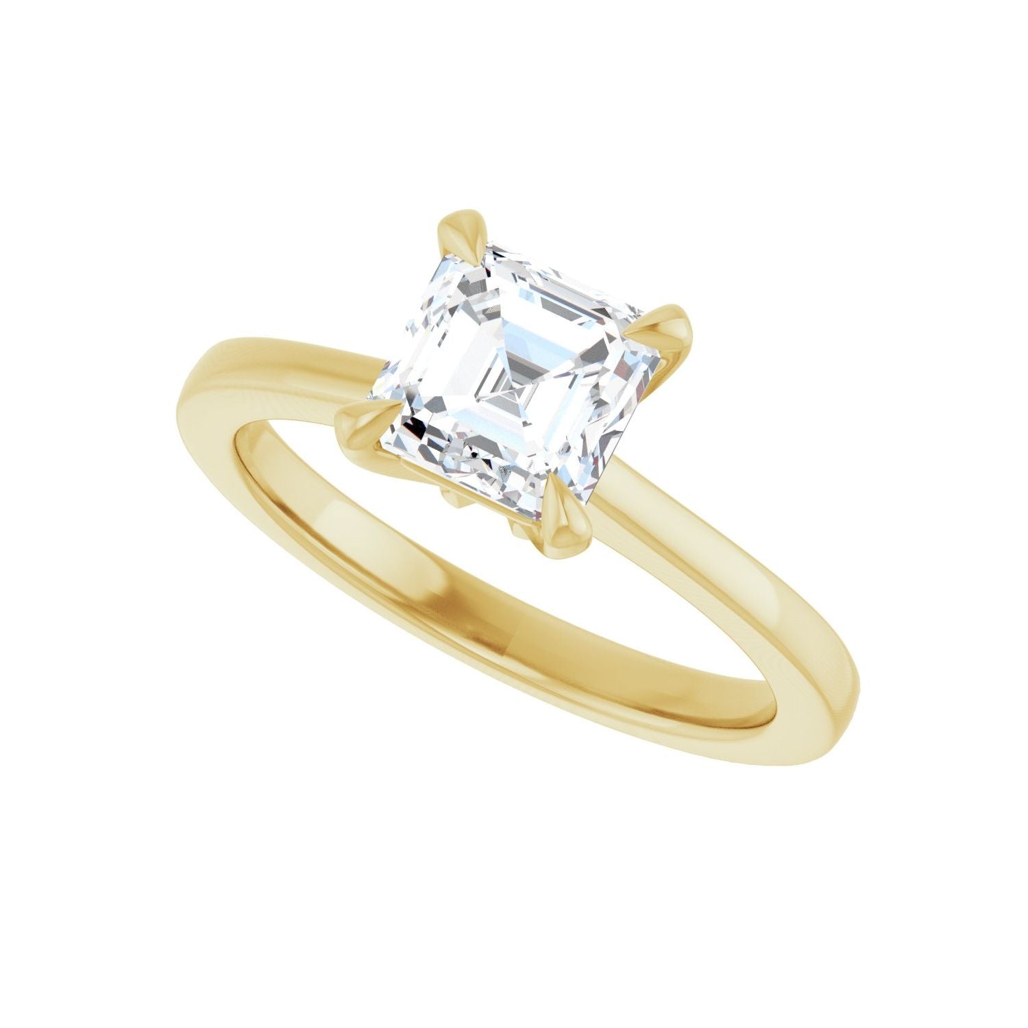 Asscher Claw-Prong Engagement Ring | Metal Type=14K Yellow Gold | Center Stone Size=1 CT | Image 5