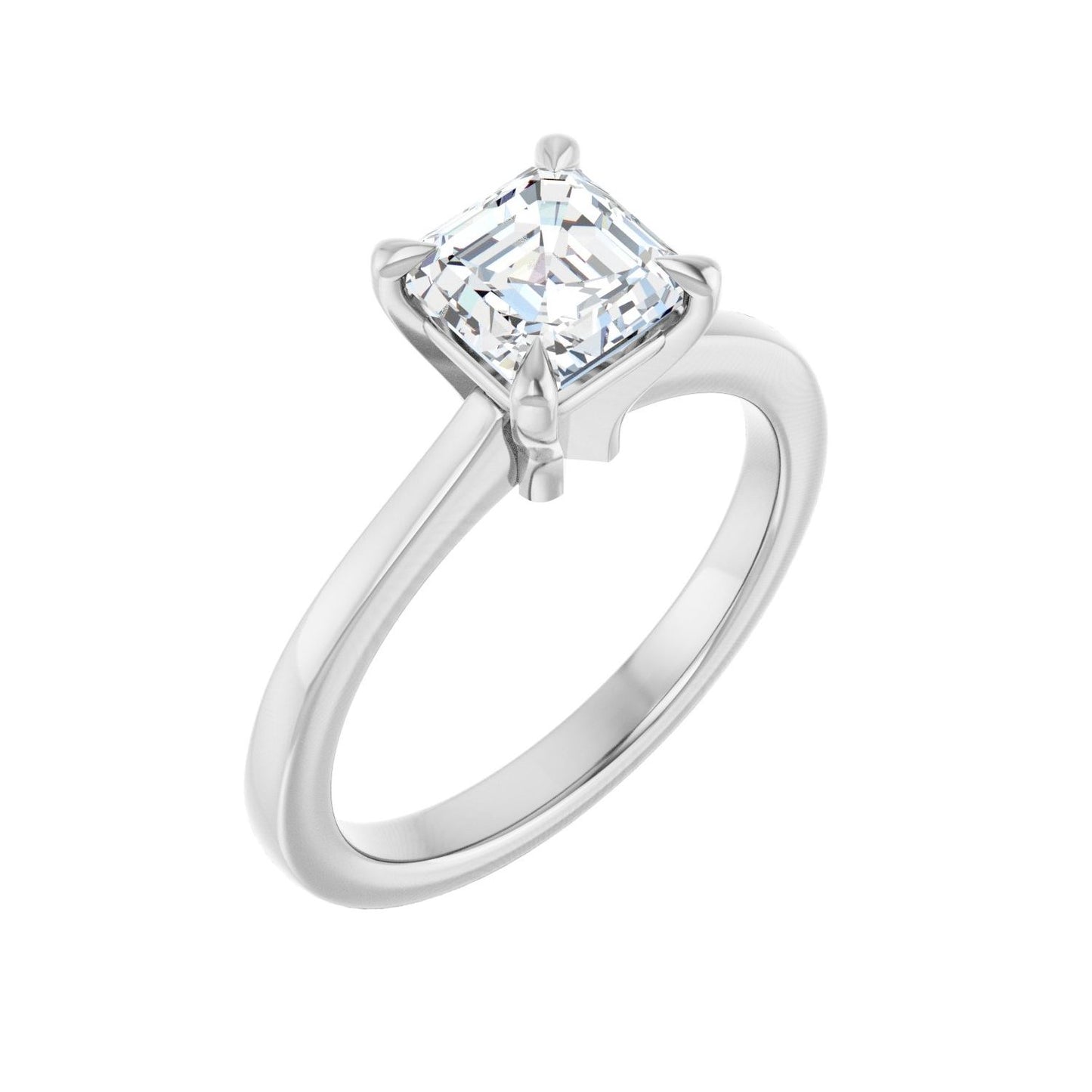 Asscher Claw-Prong Engagement Ring | Metal Type=14K White Gold | Center Stone Size=1 CT | Image 1