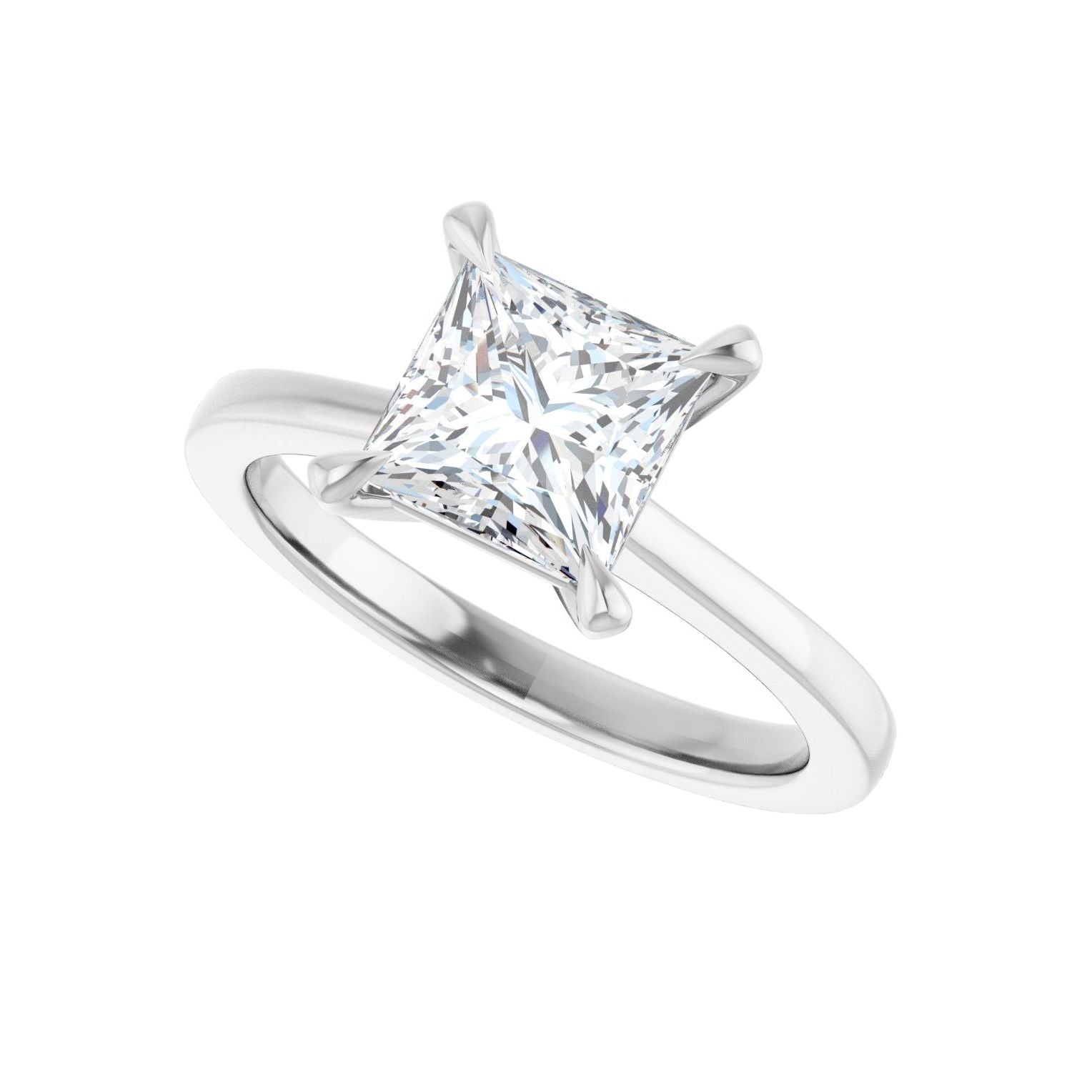 Square Claw-Prong Engagement Ring | Metal Type=14K White Gold | Center Stone Size=1.5 CT | Image 5
