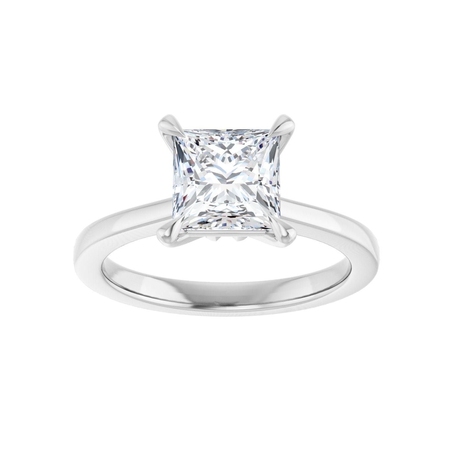 Square Claw-Prong Engagement Ring | Metal Type=14K White Gold | Center Stone Size=1.5 CT | Image 3