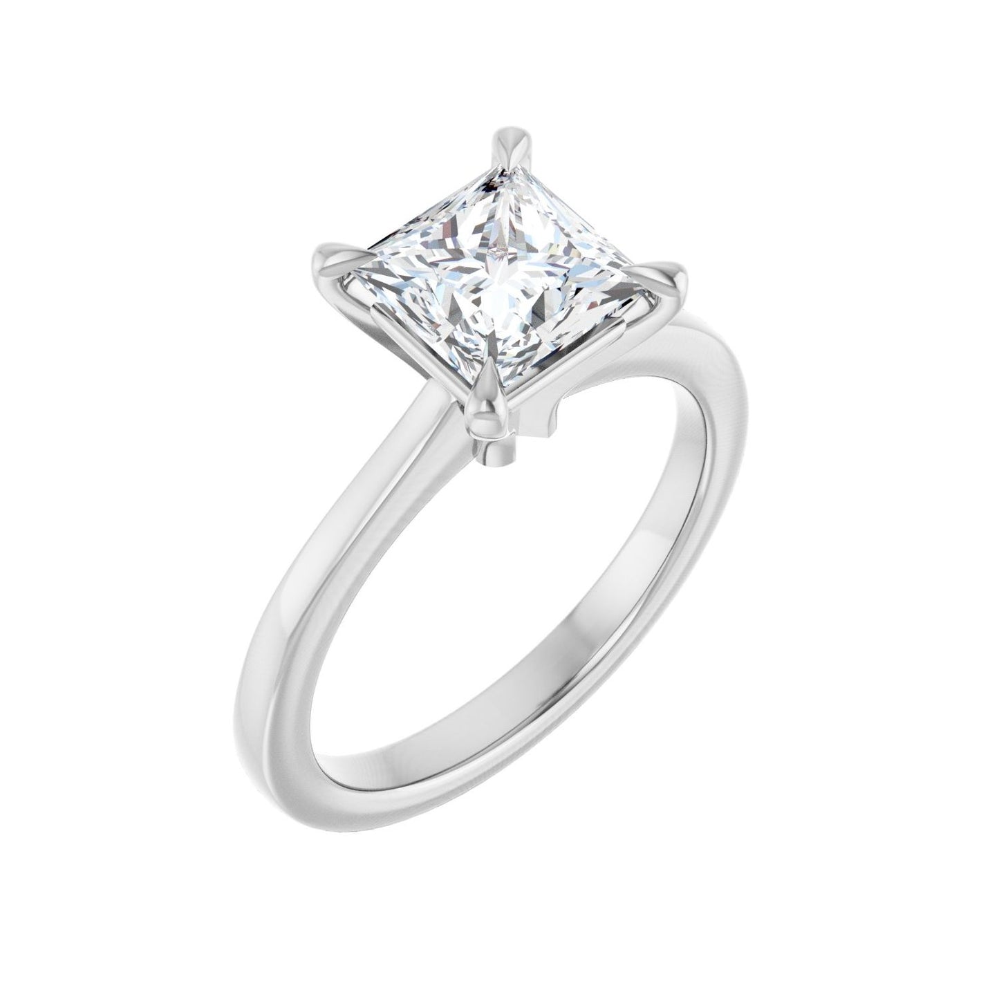 Square Claw-Prong Engagement Ring | Metal Type=14K White Gold | Center Stone Size=1.5 CT | Image 1