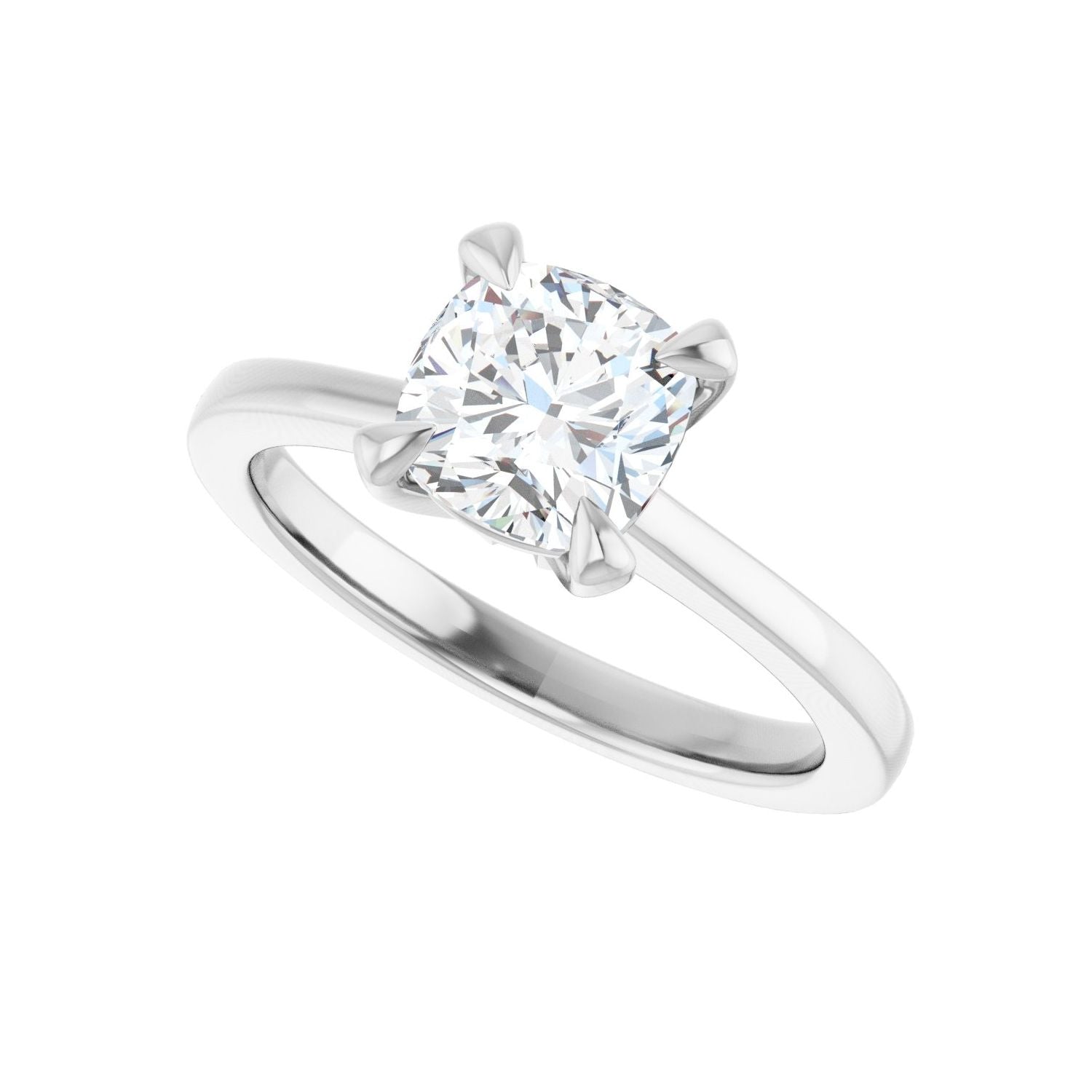 Cushion Claw-Prong Engagement Ring | Metal Type=14K White Gold | Center Stone Size=1.5 CT | Image 5