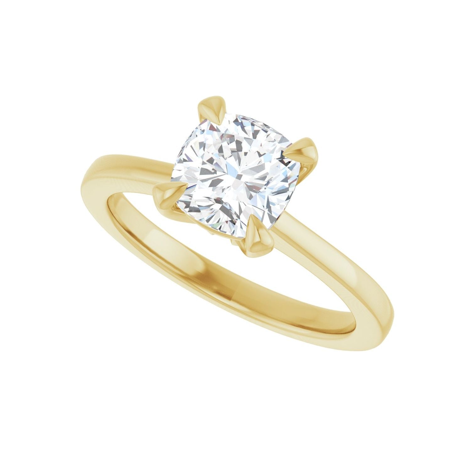 Cushion Claw-Prong Engagement Ring | Metal Type=14K Yellow Gold | Center Stone Size=1.5 CT | Image 5