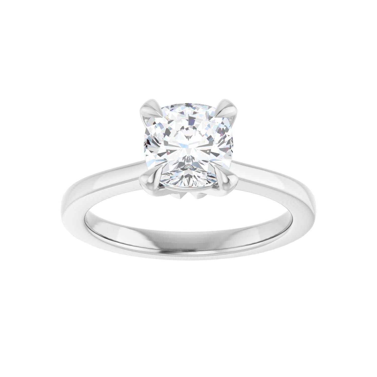 Cushion Claw-Prong Engagement Ring | Metal Type=14K White Gold | Center Stone Size=1.5 CT | Image 3