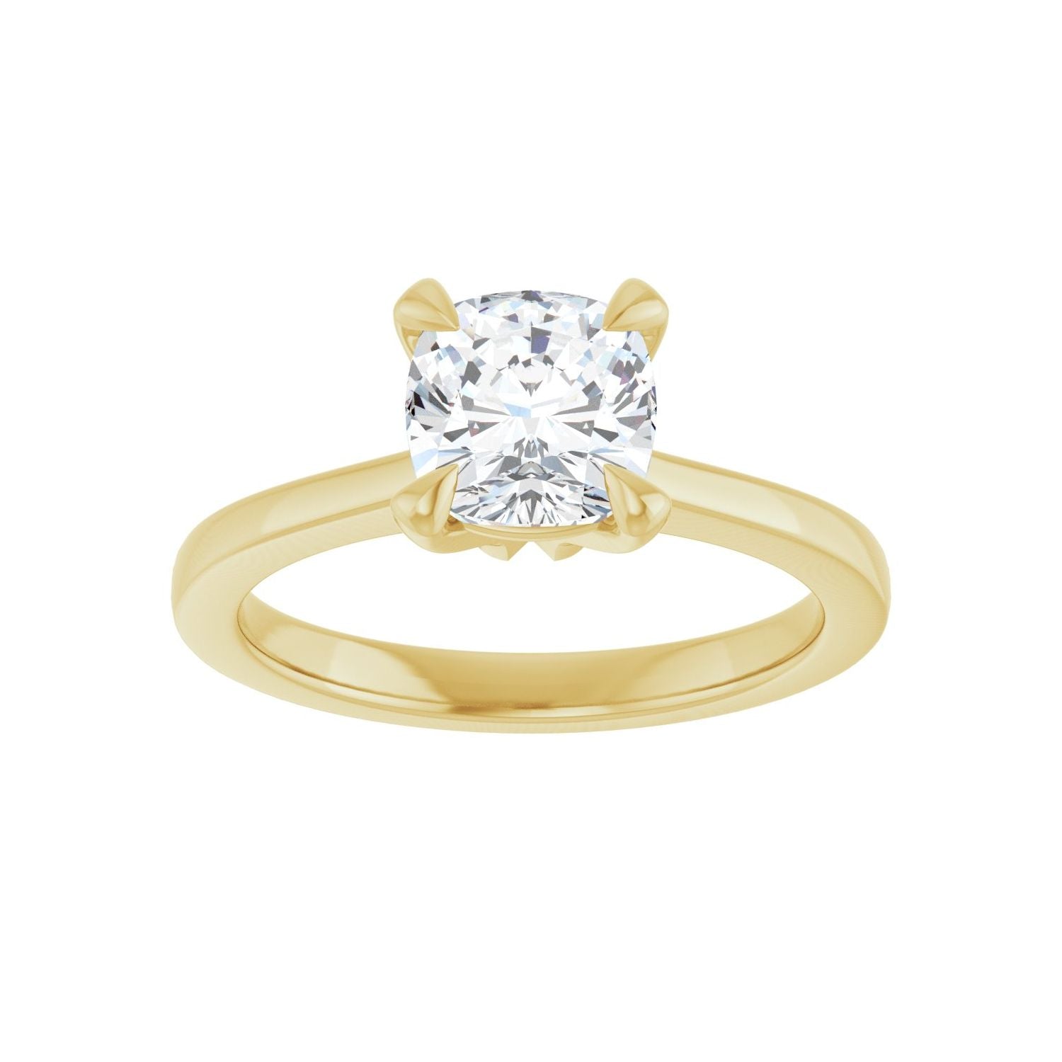 Cushion Claw-Prong Engagement Ring | Metal Type=14K Yellow Gold | Center Stone Size=1.5 CT | Image 3