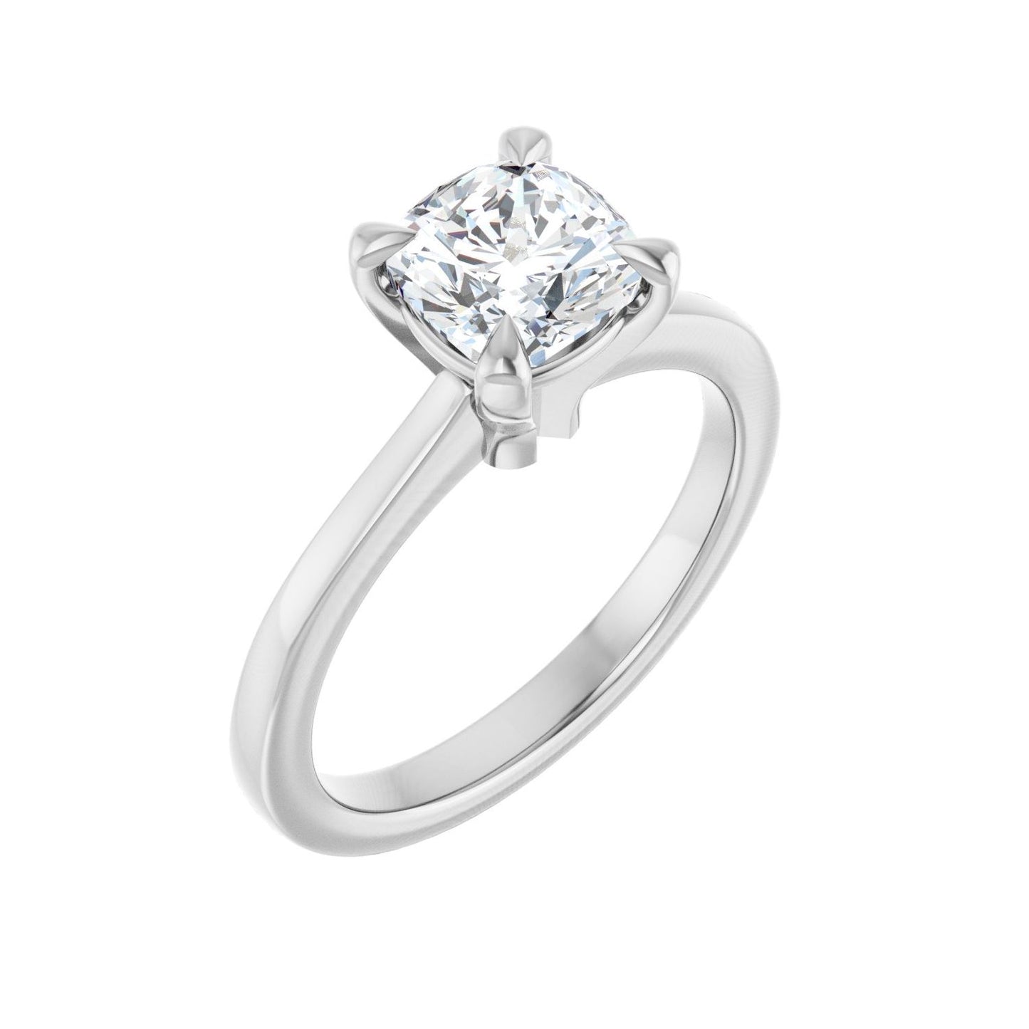 Cushion Claw-Prong Engagement Ring | Metal Type=14K White Gold | Center Stone Size=1.5 CT | Image 1