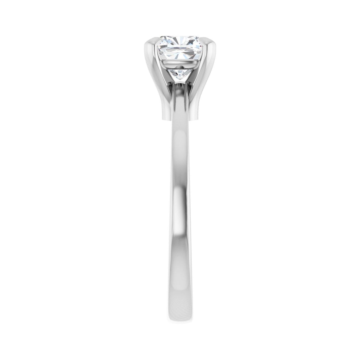 Cushion Claw-Prong Engagement Ring | Metal Type=14K White Gold | Center Stone Size=1 CT | Image 4
