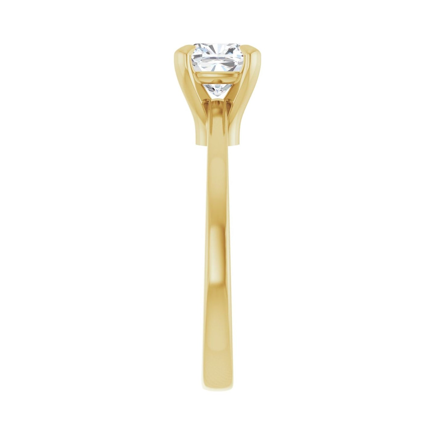 Cushion Claw-Prong Engagement Ring | Metal Type=14K Yellow Gold | Center Stone Size=1 CT | Image 4