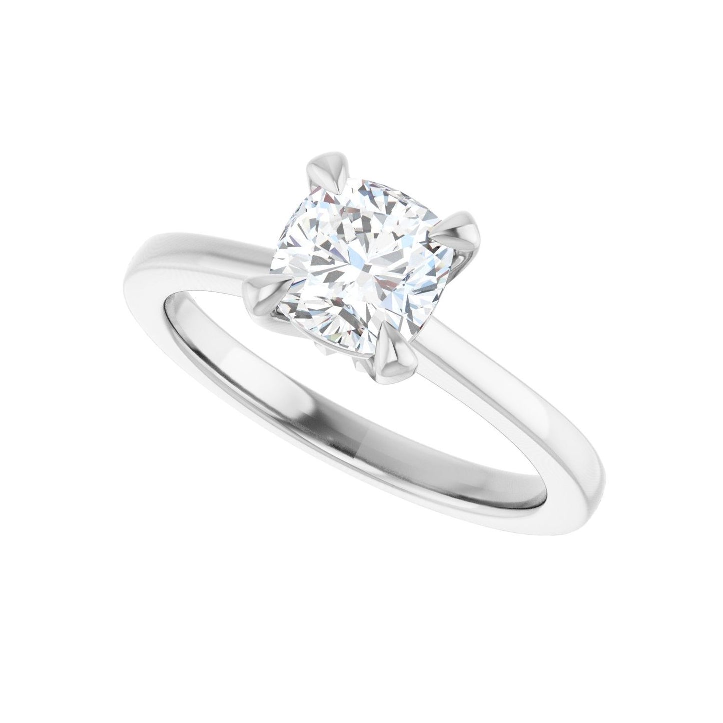 Cushion Claw-Prong Engagement Ring | Metal Type=14K White Gold | Center Stone Size=1 CT | Image 5