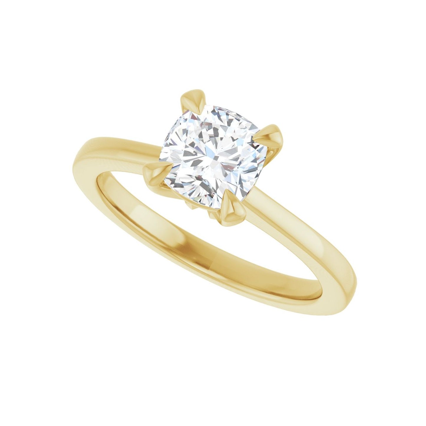 Cushion Claw-Prong Engagement Ring | Metal Type=14K Yellow Gold | Center Stone Size=1 CT | Image 5