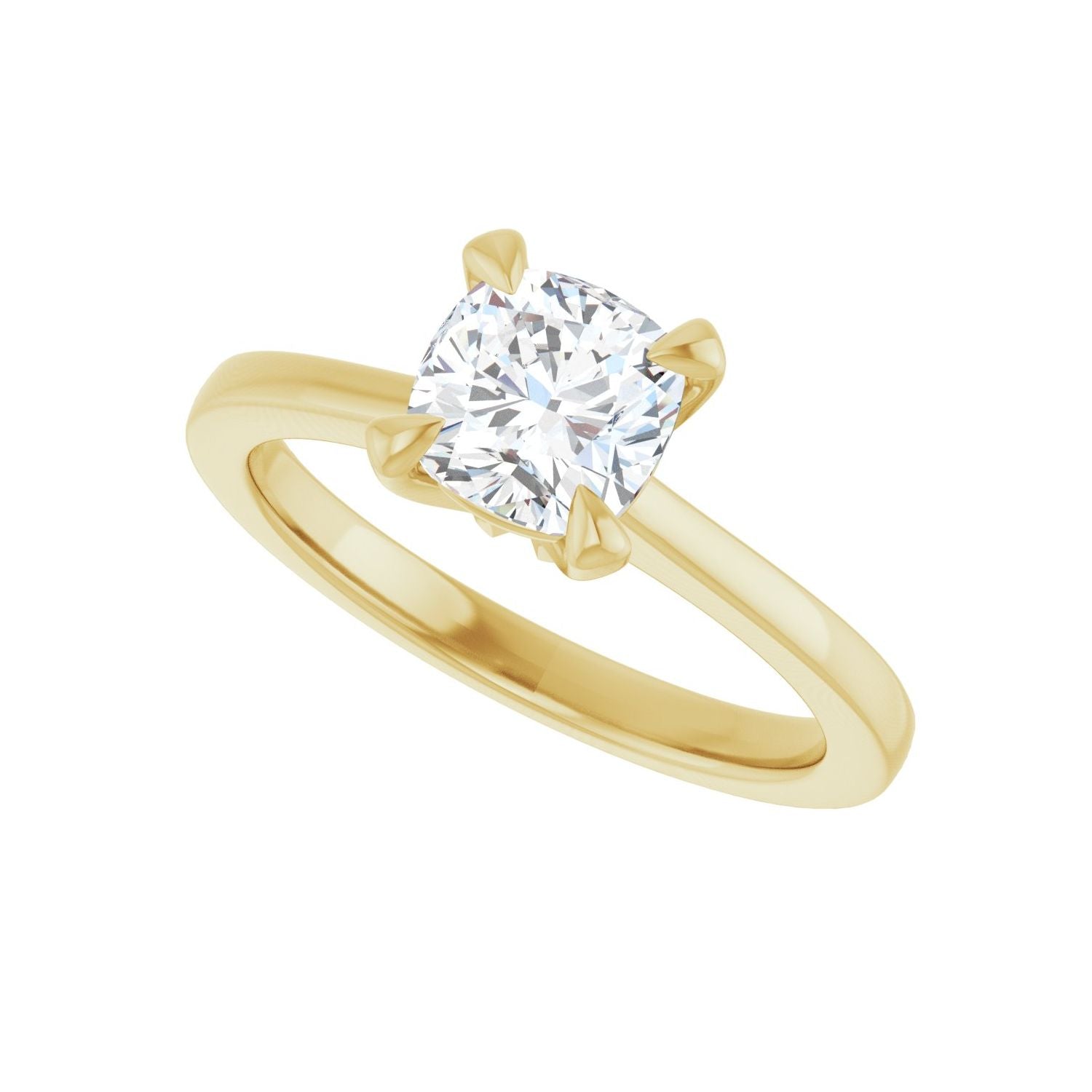 Cushion Claw-Prong Engagement Ring | Metal Type=14K Yellow Gold | Center Stone Size=1 CT | Image 5