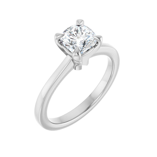 Cushion Claw-Prong Engagement Ring | Metal Type=14K White Gold | Center Stone Size=1 CT | Image 1