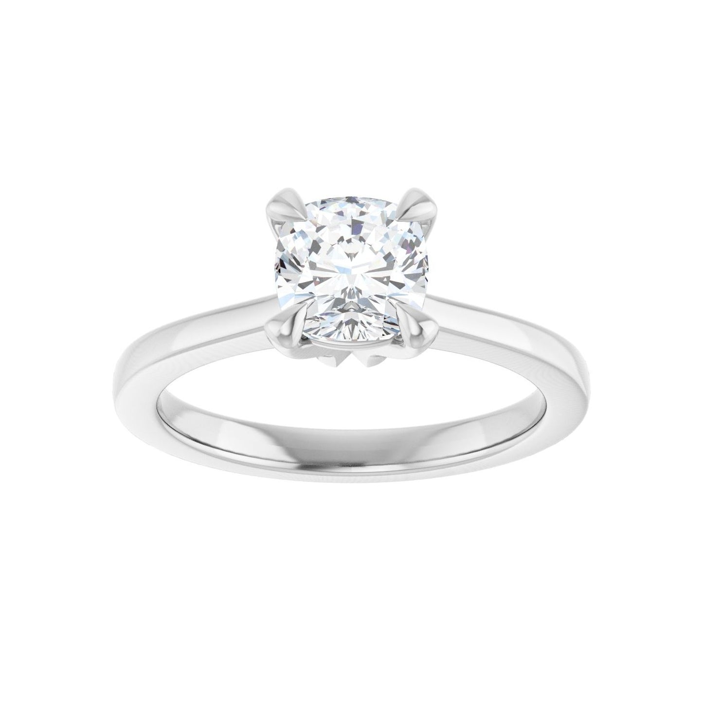 Cushion Claw-Prong Engagement Ring | Metal Type=14K White Gold | Center Stone Size=1 CT | Image 3
