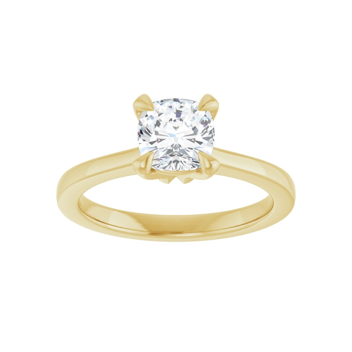 Cushion Claw-Prong Engagement Ring | Metal Type=14K Yellow Gold | Center Stone Size=1 CT | Image 3