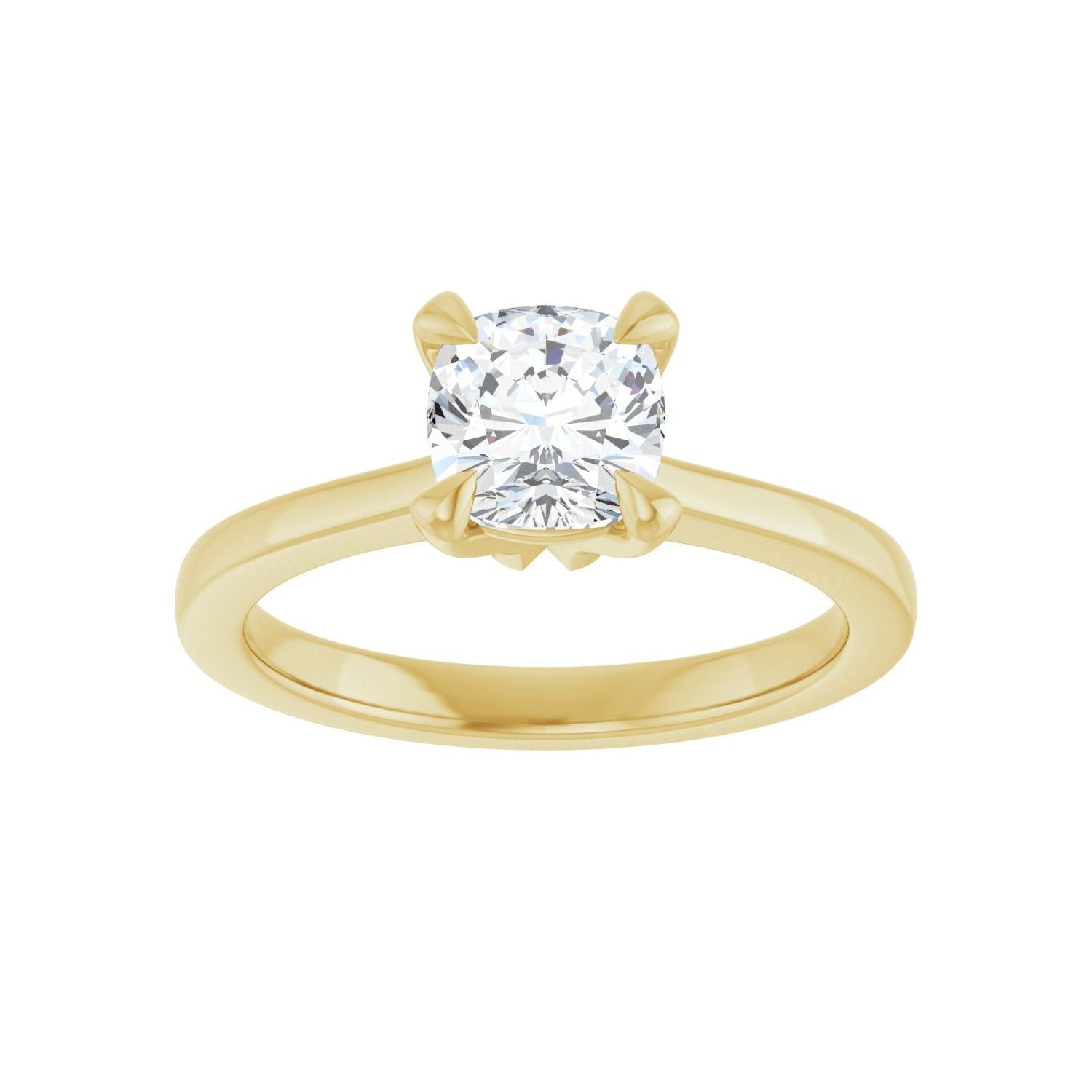 Cushion Claw-Prong Engagement Ring | Metal Type=14K Yellow Gold | Center Stone Size=1 CT | Image 3