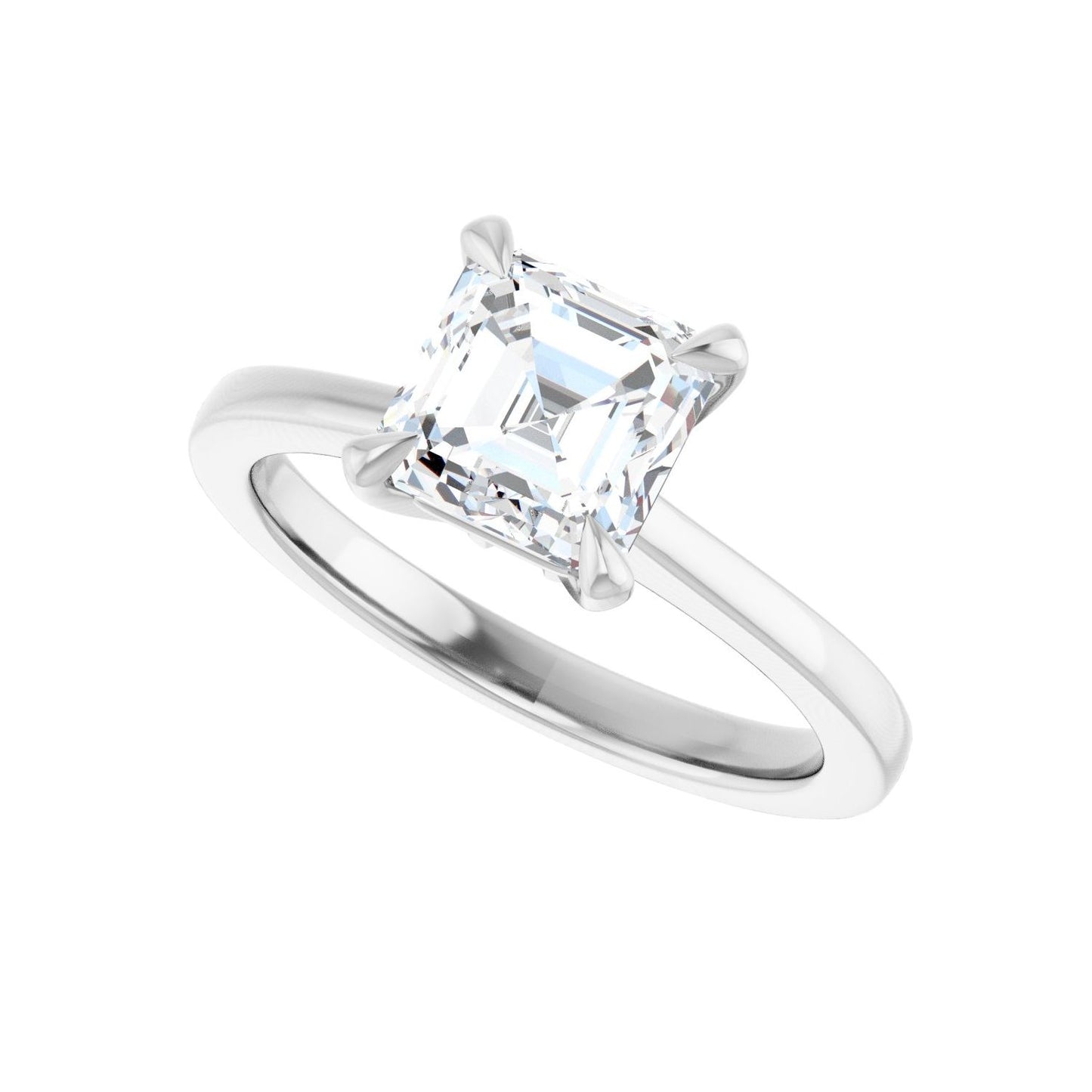 Asscher Claw-Prong Engagement Ring | Metal Type=14K White Gold | Center Stone Size=1.5 CT | Image 5