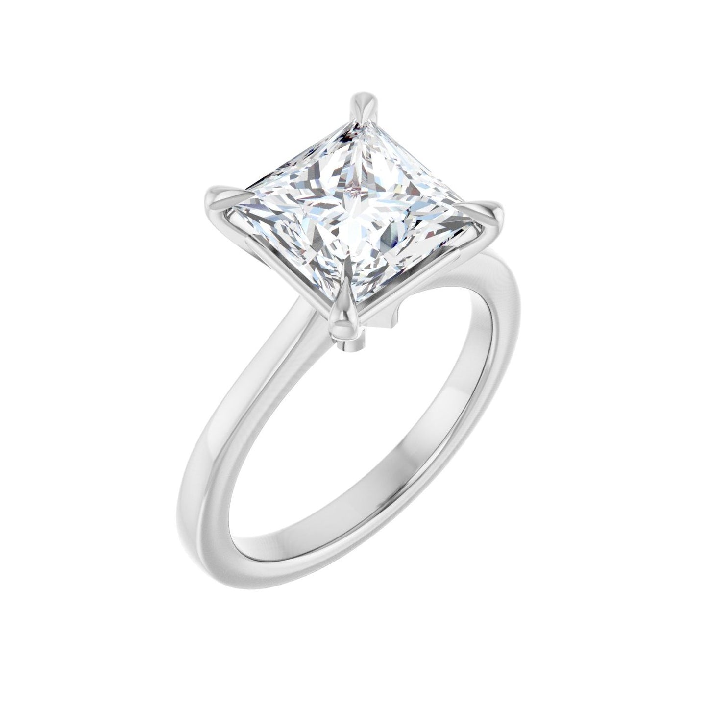 Square Claw-Prong Engagement Ring | Metal Type=14K White Gold | Center Stone Size=3 CT | Image 1