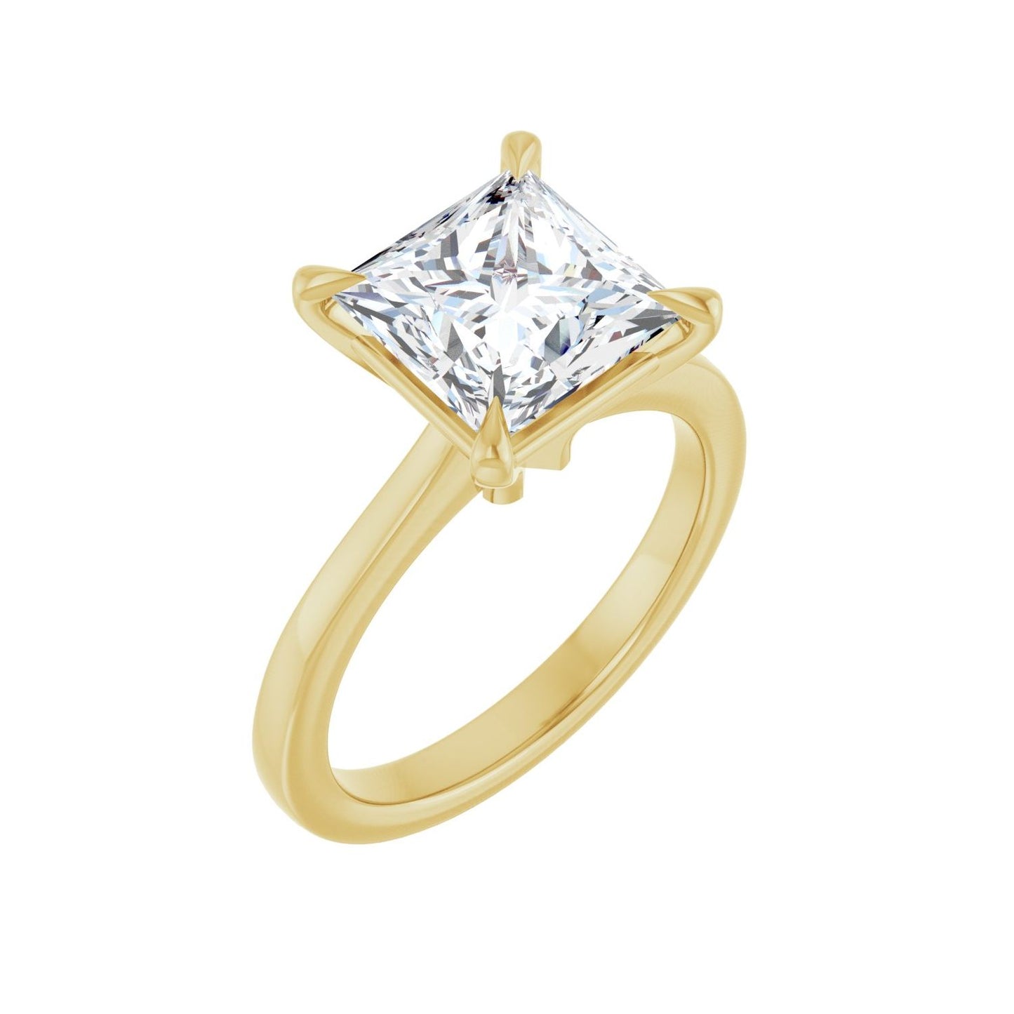 Square Claw-Prong Engagement Ring | Metal Type=14K Yellow Gold | Center Stone Size=3 CT | Image 1