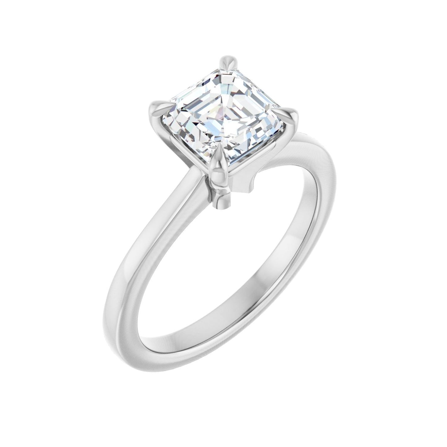Asscher Claw-Prong Engagement Ring | Metal Type=14K White Gold | Center Stone Size=1.5 CT | Image 1