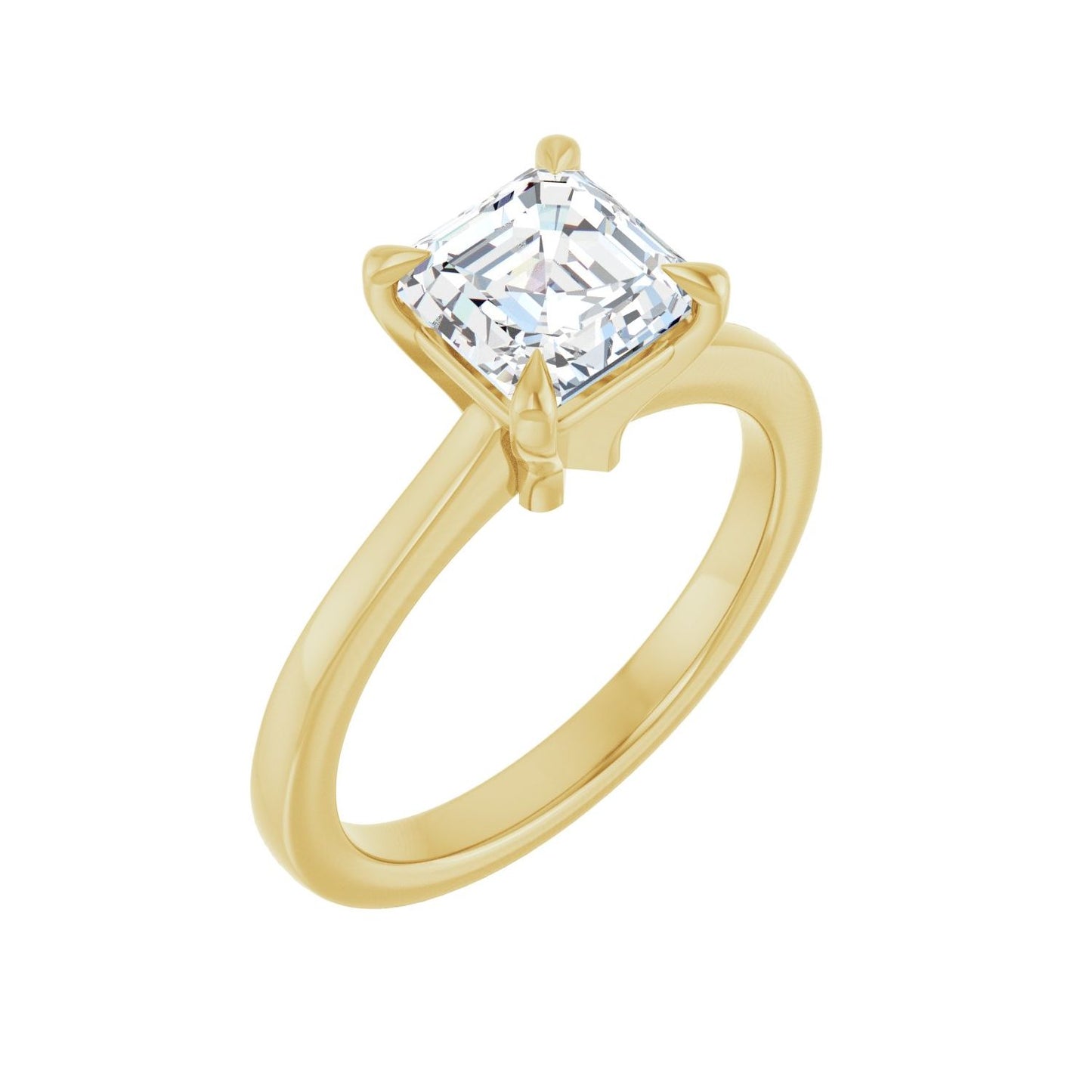 Asscher Claw-Prong Engagement Ring | Metal Type=14K Yellow Gold | Center Stone Size=1.5 CT | Image 1