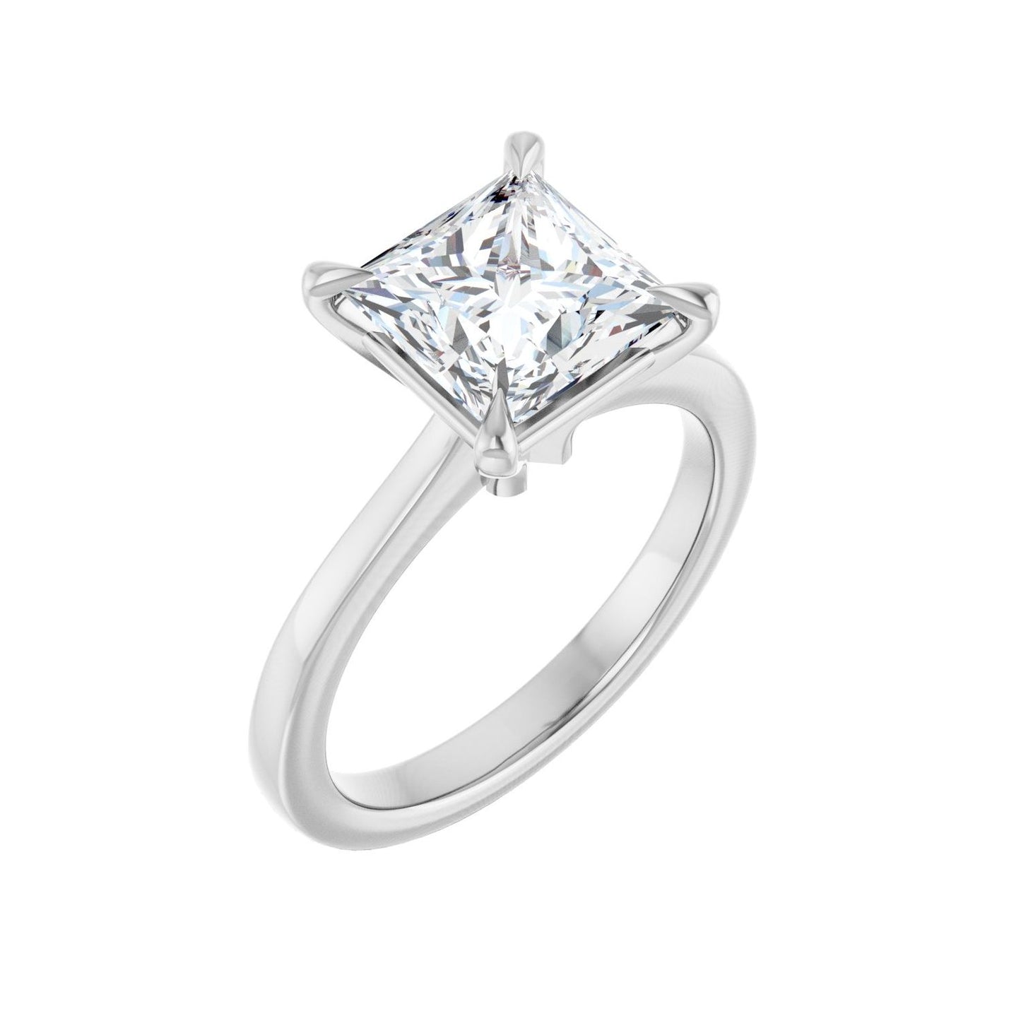 Square Claw-Prong Engagement Ring | Metal Type=14K White Gold | Center Stone Size=2.5 CT | Image 1