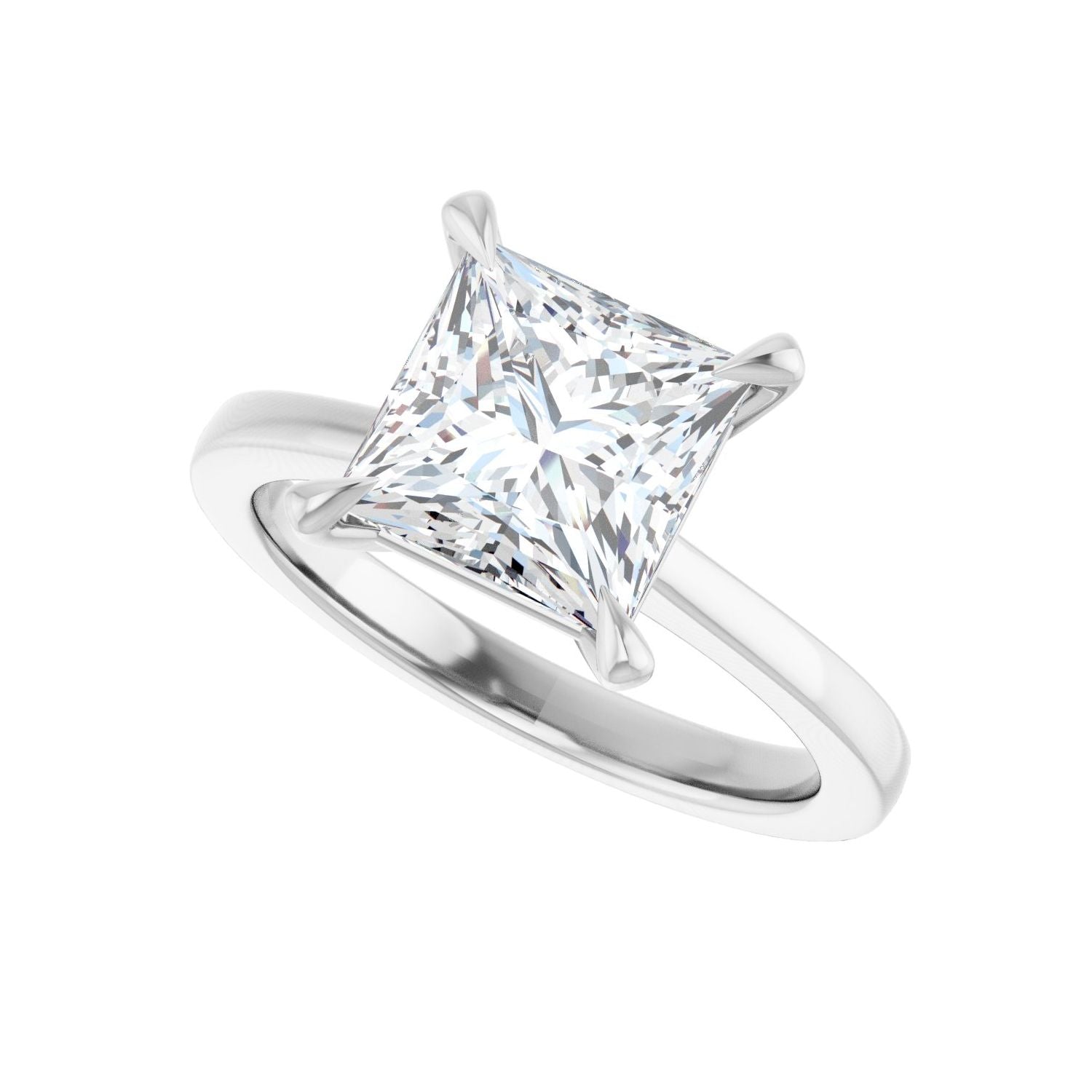 Square Claw-Prong Engagement Ring | Metal Type=14K White Gold | Center Stone Size=2.5 CT | Image 5