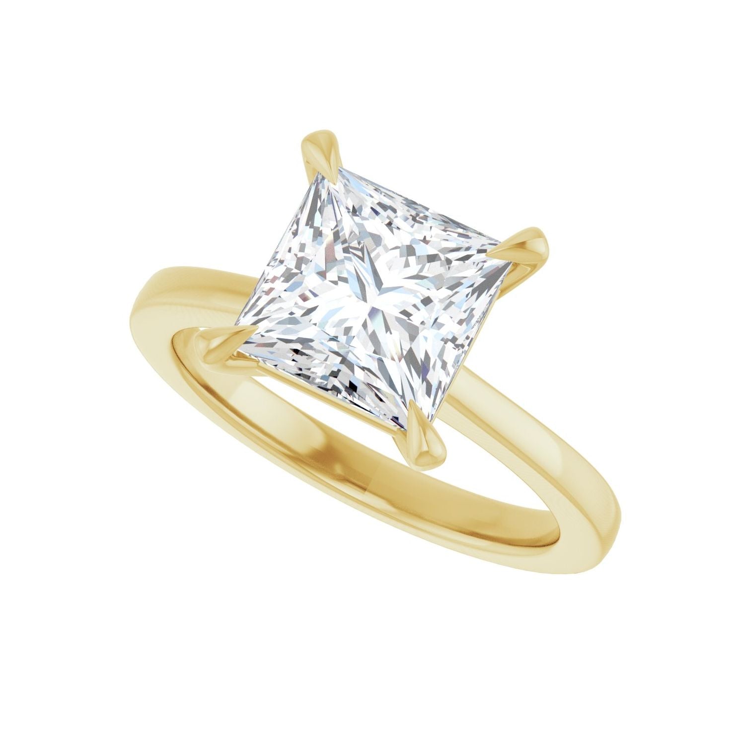 Square Claw-Prong Engagement Ring | Metal Type=14K Yellow Gold | Center Stone Size=2.5 CT | Image 5