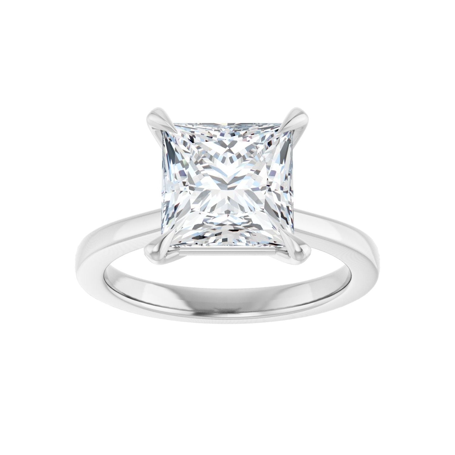 Square Claw-Prong Engagement Ring | Metal Type=14K White Gold | Center Stone Size=3 CT | Image 3