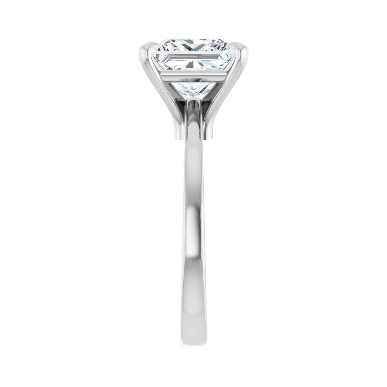 Square Claw-Prong Engagement Ring | Metal Type=14K White Gold | Center Stone Size=3 CT | Image 4