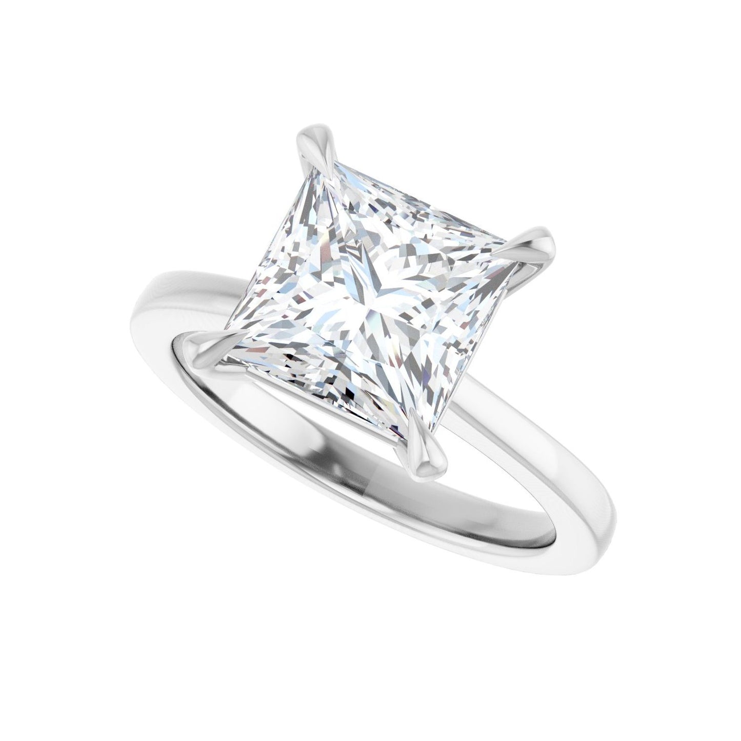 Square Claw-Prong Engagement Ring | Metal Type=14K White Gold | Center Stone Size=3 CT | Image 5