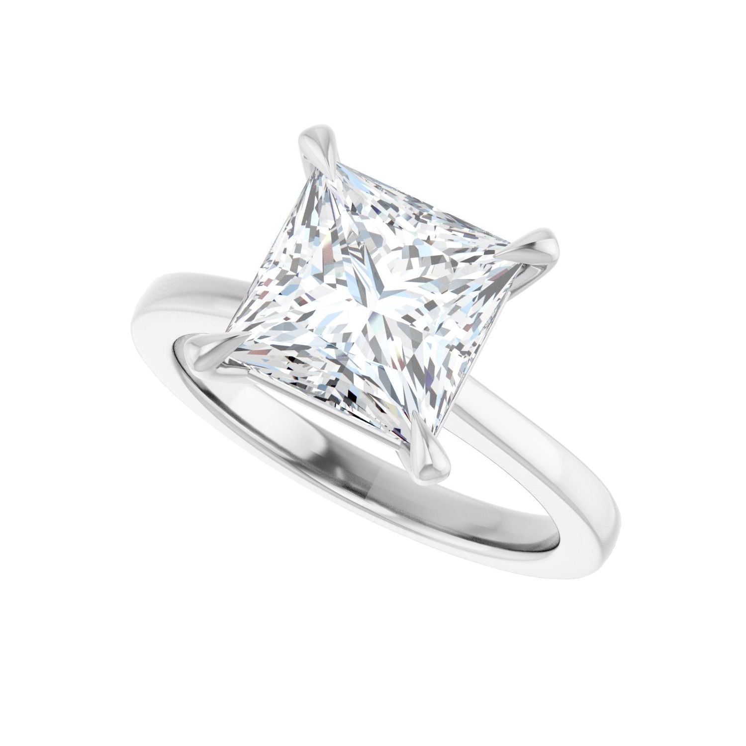 Square Claw-Prong Engagement Ring | Metal Type=14K White Gold | Center Stone Size=3 CT | Image 5