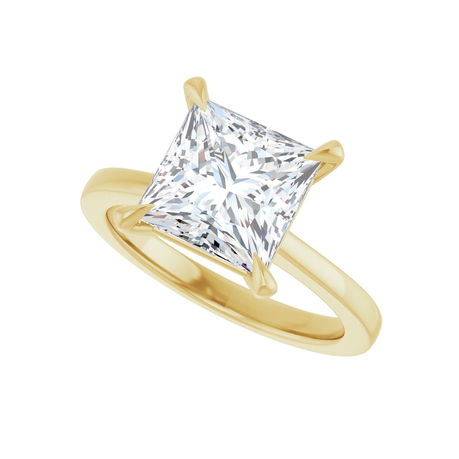 Square Claw-Prong Engagement Ring | Metal Type=14K Yellow Gold | Center Stone Size=3 CT | Image 5