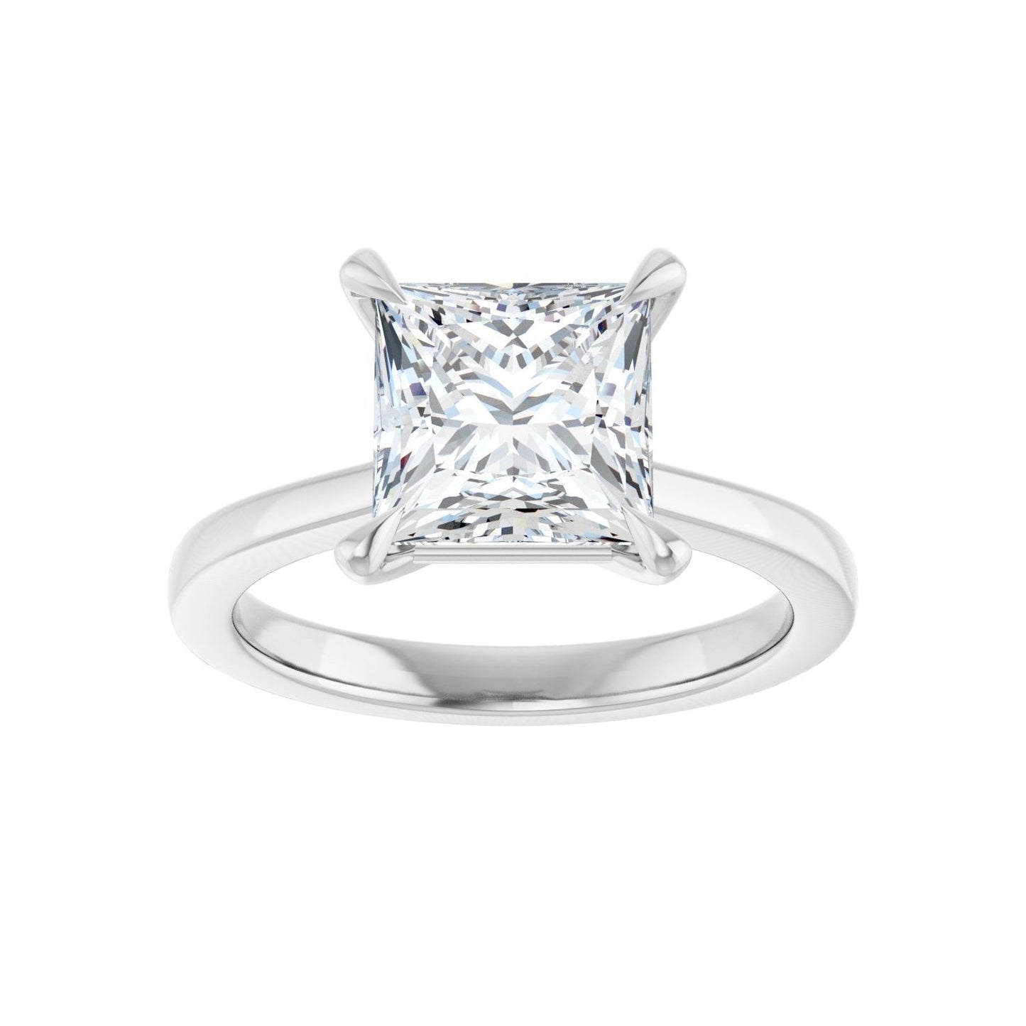 Square Claw-Prong Engagement Ring | Metal Type=14K White Gold | Center Stone Size=2.5 CT | Image 3
