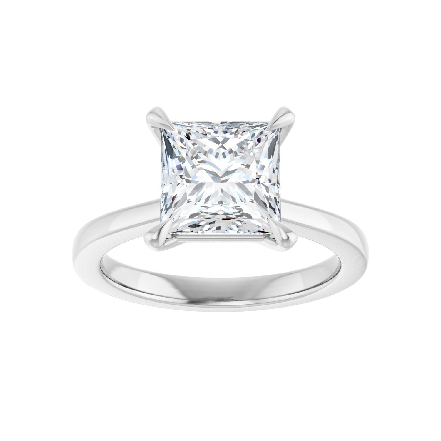 Square Claw-Prong Engagement Ring | Metal Type=14K White Gold | Center Stone Size=2.5 CT | Image 3