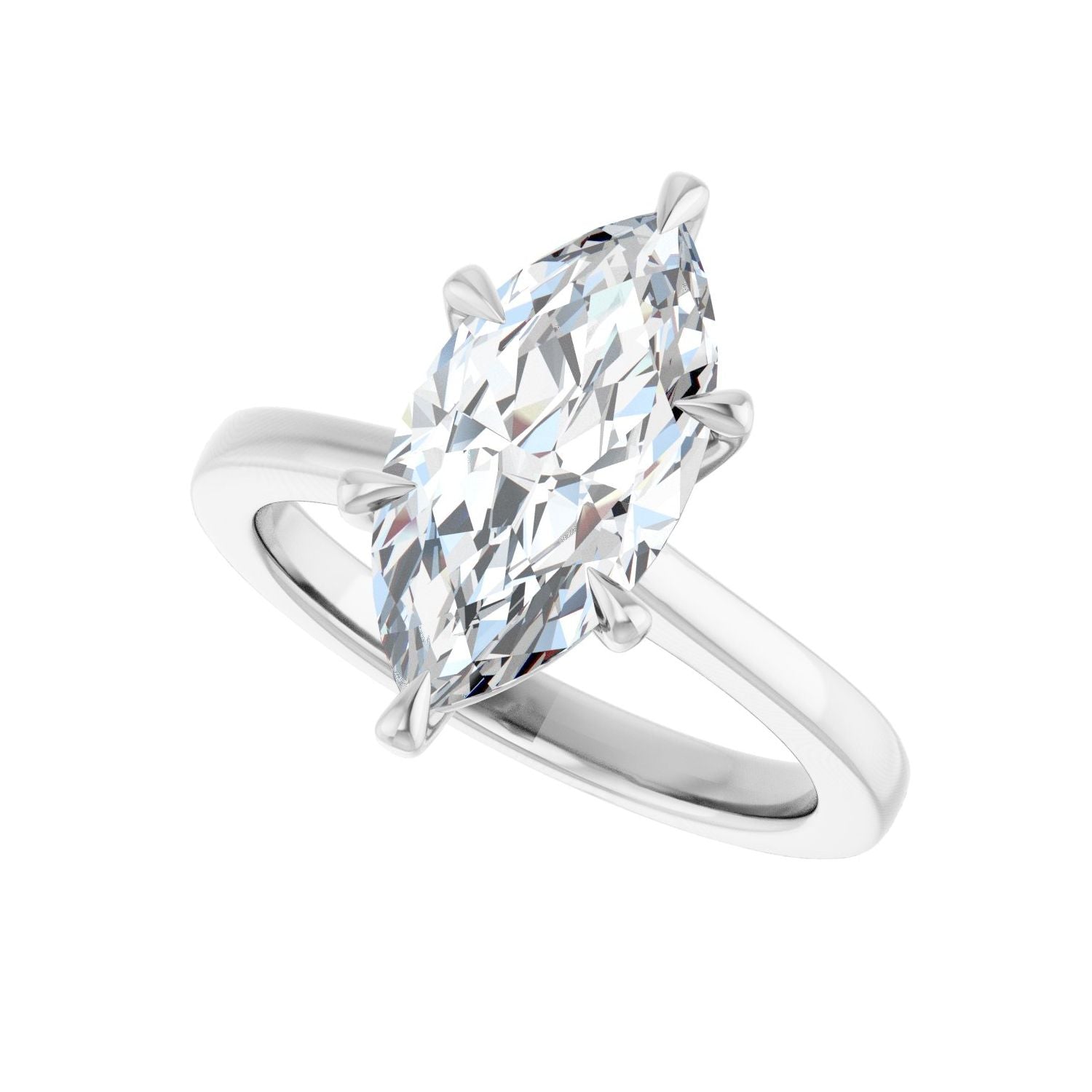 Marquise Claw-Prong Engagement Ring | Metal Type=14K White Gold | Center Stone Size=2.5 CT | Image 5