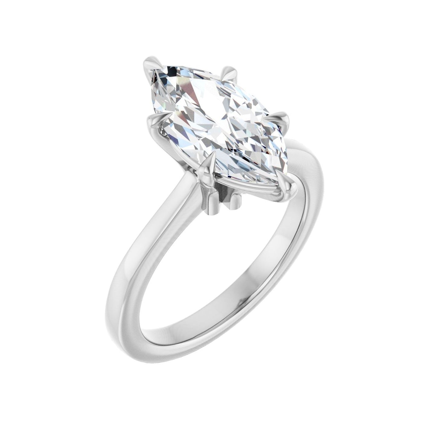 Marquise Claw-Prong Engagement Ring | Metal Type=14K White Gold | Center Stone Size=2.5 CT | Image 1