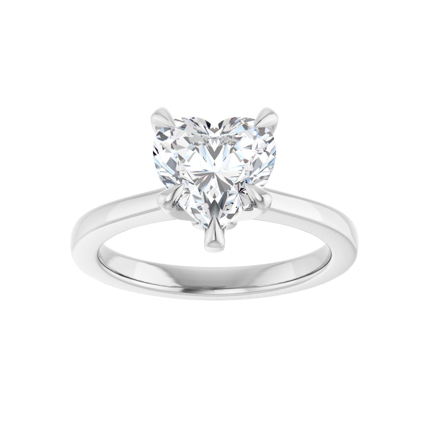 Heart Claw-Prong Engagement Ring | Metal Type=14K White Gold | Center Stone Size=1.5 CT | Image 3