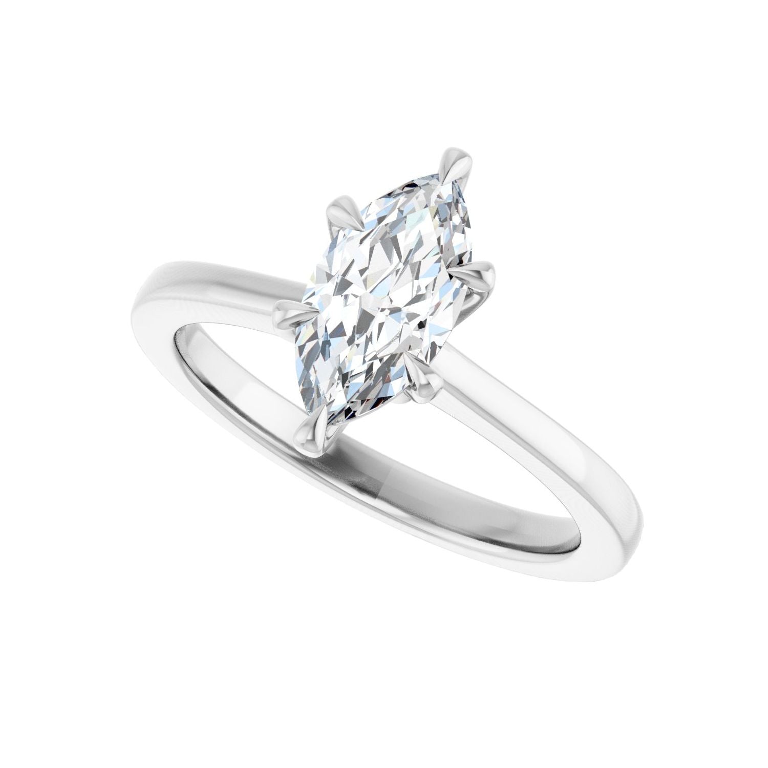 Marquise Claw-Prong Engagement Ring | Metal Type=14K White Gold | Center Stone Size=1 CT | Image 5