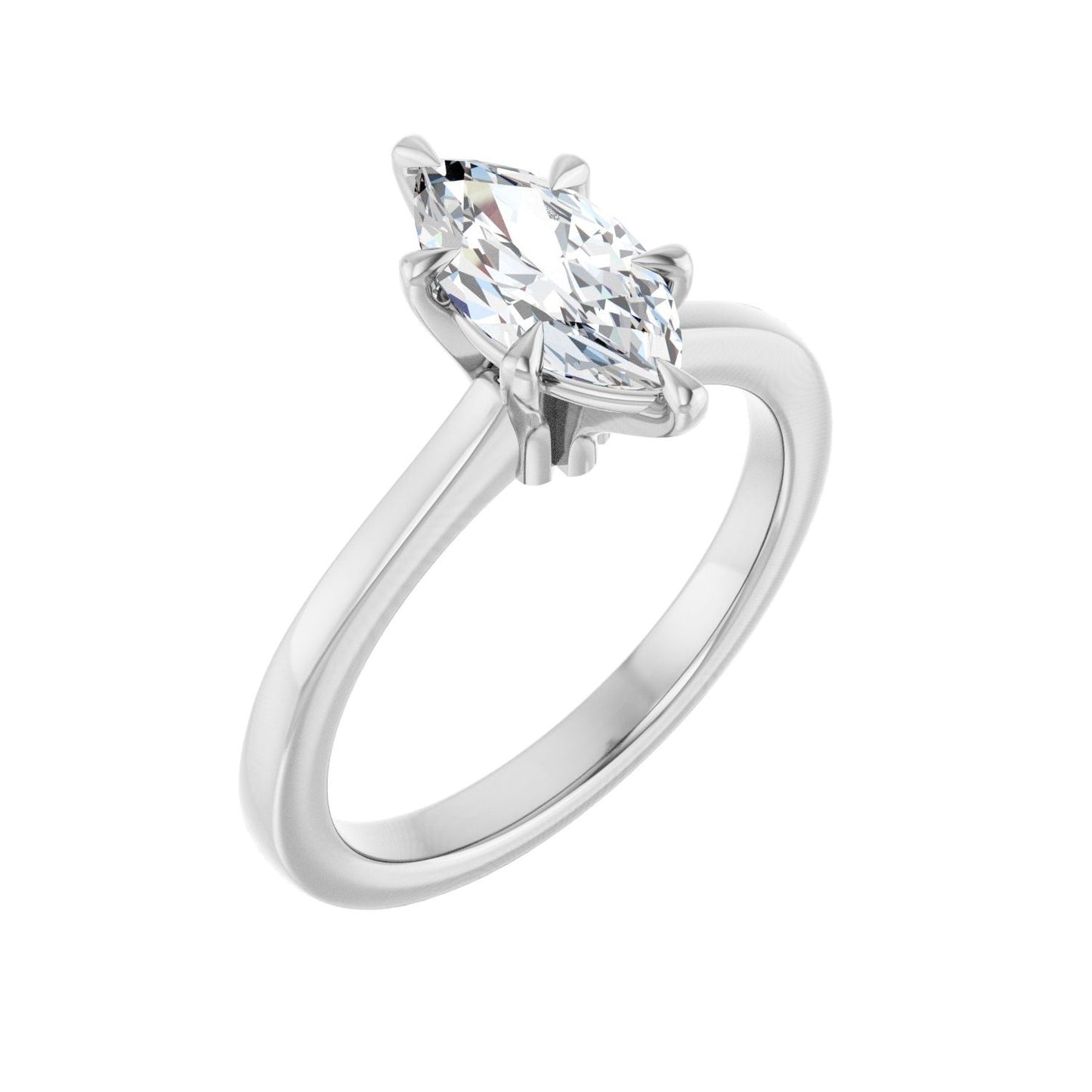 Marquise Claw-Prong Engagement Ring | Metal Type=14K White Gold | Center Stone Size=1 CT | Image 1